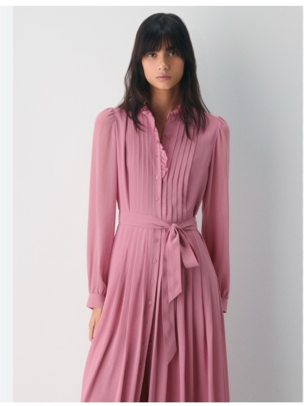 Aritzia Wilfred Salon Chiffon Button-up Maxi Shirt Dress Frozen Berry - Picture 2 of 10